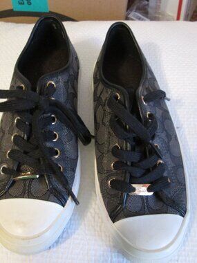 Coach Women's Empire Black Signature Lace-up Sneakers Size 7